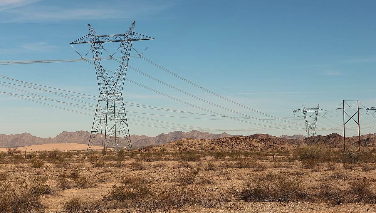 High voltage power lines across the Arizona desert