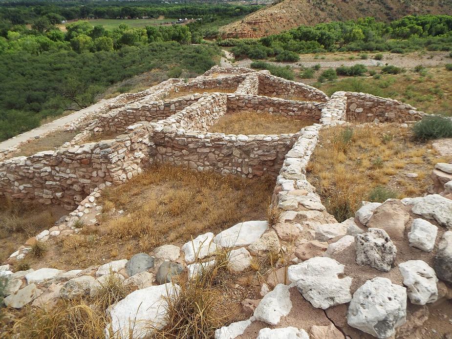 Stone walls of an ancient pueblo ruin