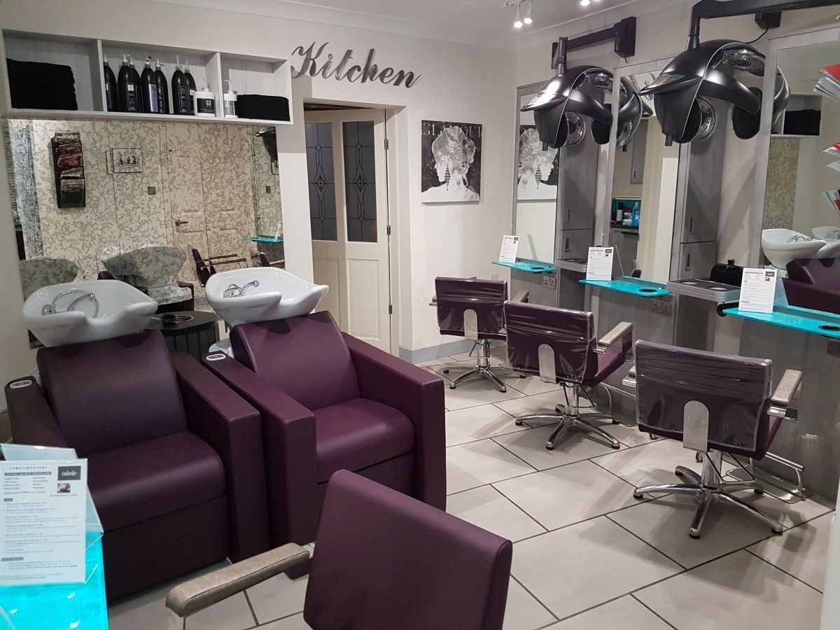 Chairs and wash basins in a hair salon